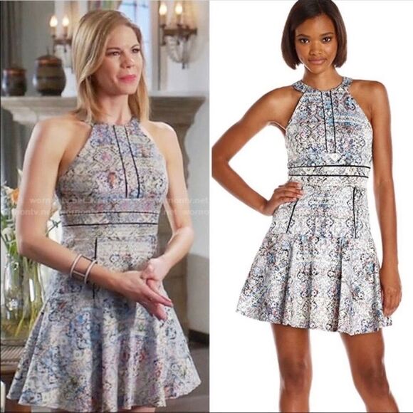 Parker Brady Fit & Flare Watercolor Geometric Drop Waist Dress ASO TV Women’s XS - Picture 1 of 15